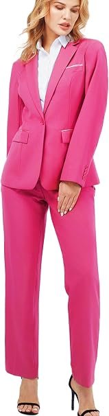 61QOg18vygL._AC_SY606 Kelyaa Women's Lapel Notches One-Button Narrow Cut Jacket Set of 2