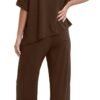 61bBBawV9cL._AC_SY606 Darong Women's Short Sleeve Pant Sets Pant Sets (pack of 2)