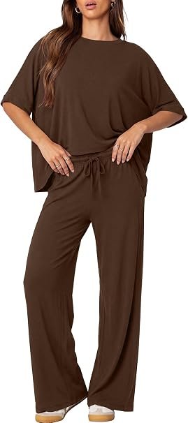 61c3U2527LL._AC_SY606 Darong Women's Short Sleeve Pant Sets Pant Sets (pack of 2)