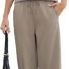 61iobVF90PL._AC_SY606 Famulily Women’s 2-Piece Summer Tracksuit Set – Pleated Crew Neck Top & Wide-Leg Cropped Trousers with Pockets