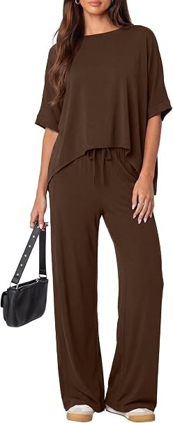 61mRAs_IUnL._AC_SY606 Darong Women's Short Sleeve Pant Sets Pant Sets (pack of 2)
