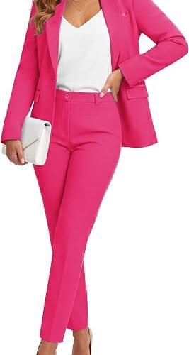 Kelyaa Women's Lapel Notches One-Button Narrow Cut Jacket Set of 2
