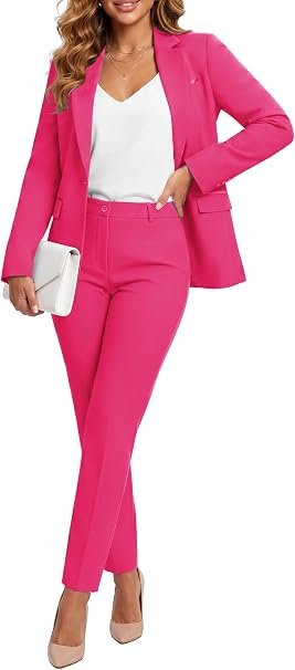 61syip24kIL._AC_SY606 Kelyaa Women's Lapel Notches One-Button Narrow Cut Jacket Set of 2