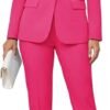 61wgV6e2-TL._AC_SY606 Kelyaa Women's Lapel Notches One-Button Narrow Cut Jacket Set of 2