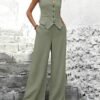 7118QazJVRL._AC_SX466 MINTLIMIT Women’s 2-Piece Vest & Wide-Leg Trousers Set