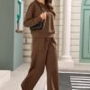 71V0K0UiDUL._AC_SY606 SHEKINI Women’s Lounge Wear Set – Long Sleeve Top and Matching Trousers, 2-Piece Tracksuit