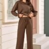 71mWzGwdzfL._AC_SY606 SHEKINI Women’s Lounge Wear Set – Long Sleeve Top and Matching Trousers, 2-Piece Tracksuit