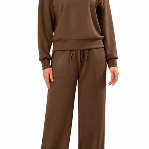 SHEKINI Women’s Lounge Wear Set – Long Sleeve Top and Matching Trousers, 2-Piece Tracksuit