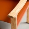 Jan chair made of light brown recycled leather fibres and FSC 100% solid ash wood with natural tone finish