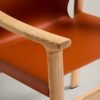 Jan chair made of light brown recycled leather fibres and FSC 100% solid ash wood with natural tone finish