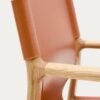 Jan chair made of light brown recycled leather fibres and FSC 100% solid ash wood with natural tone finish